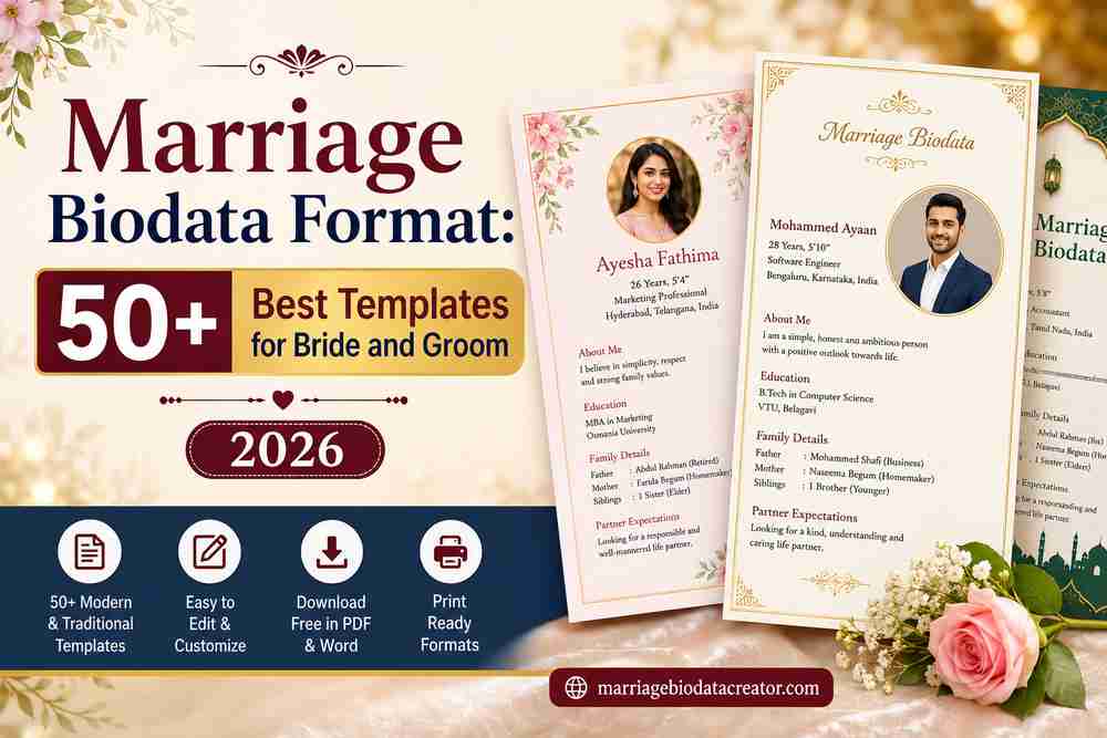 Marriage Biodata Format: 50+ Best Templates for Bride and Groom (2026)