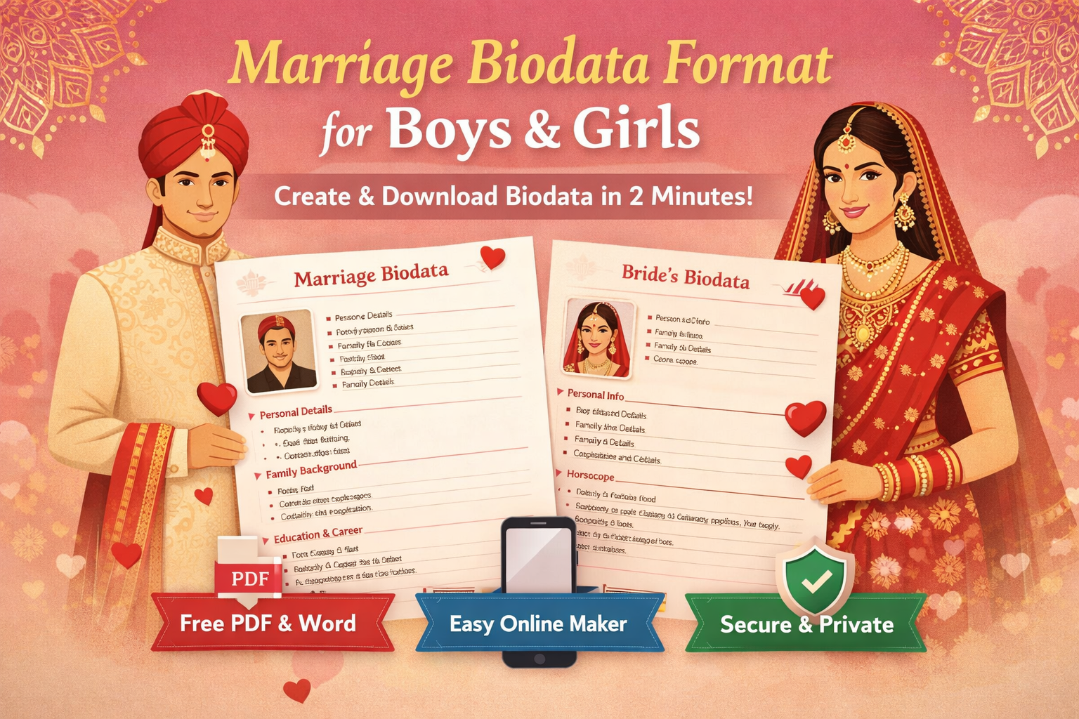Marriage Biodata Format for Boys and Girls: Download free biodata(PDF and Word format)