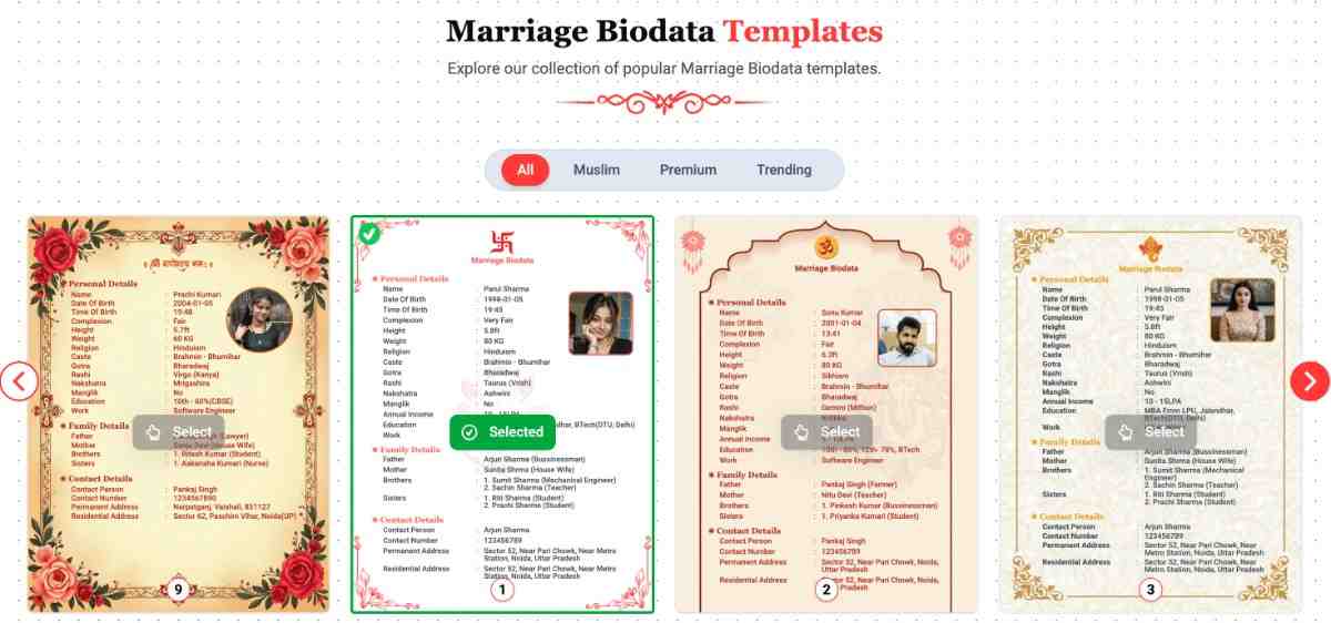 Top 5 Marriage Biodata Templates - Free Biodata Sample, PDF Format
